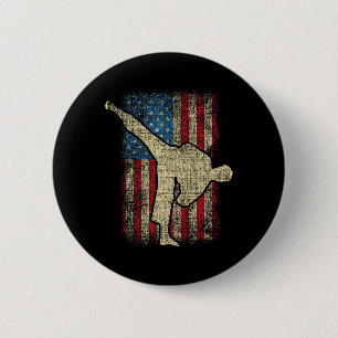 Patriotische Flagge der USA Karate Taekwondo Mixed Button
