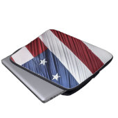 Patriotische Flagge der USA, rot, weiß und blau Laptopschutzhülle (Vorne Knopf)