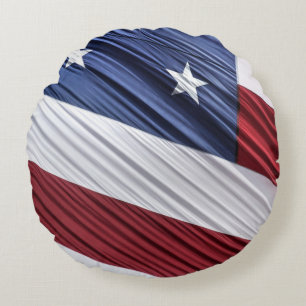Patriotische Flagge der USA, rot, weiß und blau Rundes Kissen