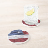 Patriotische Flagge der USA, rot, weiß und blau Sandstein Untersetzer (Seite)