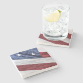 Patriotische Flagge der USA, rot, weiß und blau Steinuntersetzer (Seitenansicht)