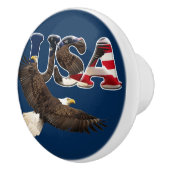 Patriotische Flagge der USA und Bald Eagle Keramikknauf (Rechts)