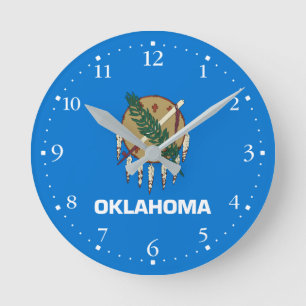 Patriotische Flagge des Bundesstaates Oklahoma Runde Wanduhr