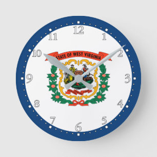 Patriotische Flagge des Staates West Virginia Runde Wanduhr