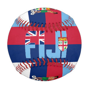 Patriotische Flagge Fidschis und Wappen Baseball