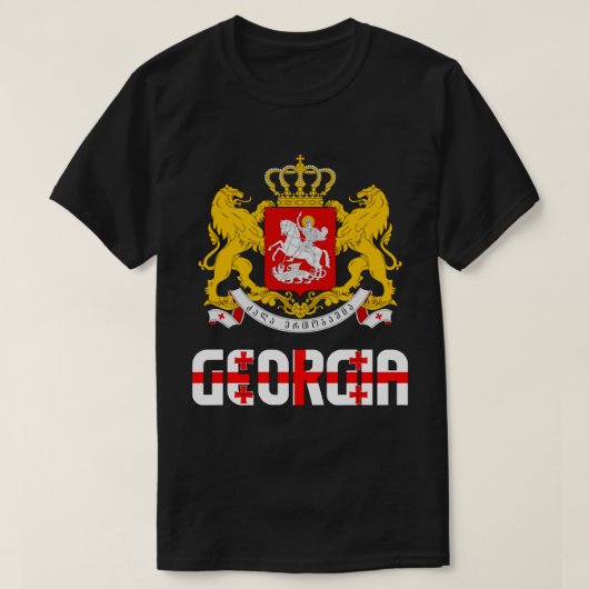 Patriotische Flagge Georgiens T-Shirt (Design vorne)