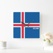 Patriotische Flagge Islands Quadratische Wanduhr (Zuhause)