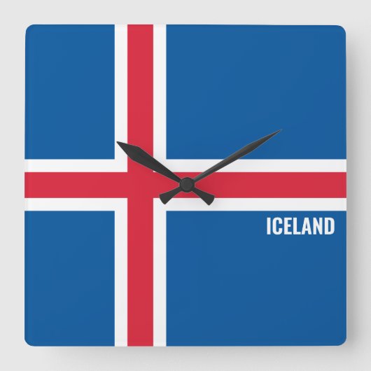 Patriotische Flagge Islands Quadratische Wanduhr (Vorderseite)