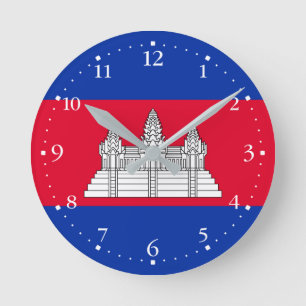 Patriotische Flagge Kambodschas Runde Wanduhr