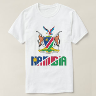 Patriotische Flagge Namibias und Wappen T-Shirt