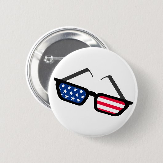 Patriotische Flagge-Retro Sonnenbrille Button (Vorne & Hinten)