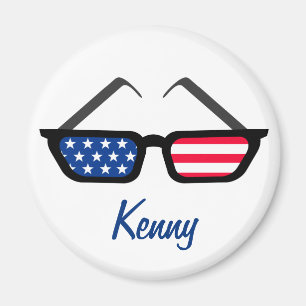 Patriotische Flagge-Retro Sonnenbrille Magnet