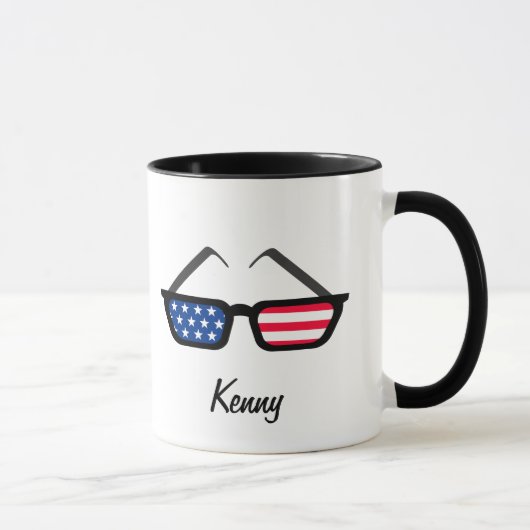 Patriotische Flagge-Retro Sonnenbrille Tasse (Rechts)