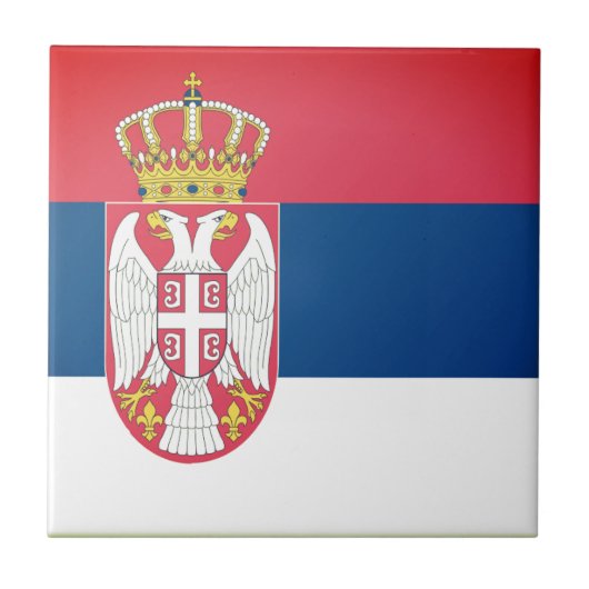 Patriotische Flagge Serbiens Fliese (Vorderseite)