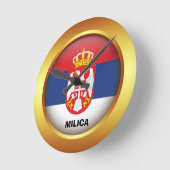 Patriotische Flagge Serbiens Runde Wanduhr (Winkel)