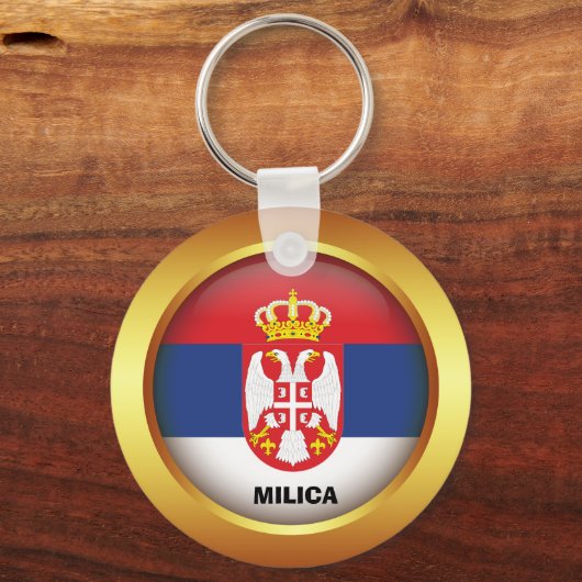 Patriotische Flagge Serbiens Schlüsselanhänger (Vorderseite)