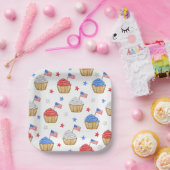 Patriotische Flagge Star Cupcakes Red White Blue Pappteller (Party)