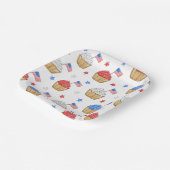 Patriotische Flagge Star Cupcakes Red White Blue Pappteller (Gewinkelt)