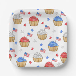 Patriotische Flagge Star Cupcakes Red White Blue Pappteller