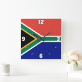 Patriotische Flagge Südafrikas Quadratische Wanduhr (Zuhause)