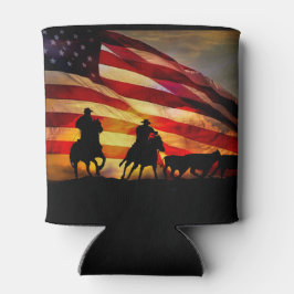 Patriotische Flagge und Cowboy Can Coolers Dosenkühler