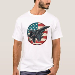 Patriotische Flagge und F-15 Jet T-Shirt