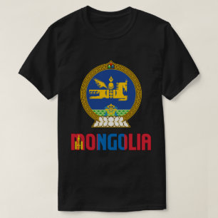 Patriotische Flagge und Wappen der Mongolei T-Shirt