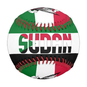 Patriotische Flagge und Wappen des Sudan Baseball