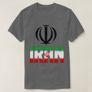 Patriotische Flagge und Wappen Irans T-Shirt
