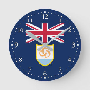 Patriotische Flagge von Anguilla Runde Wanduhr