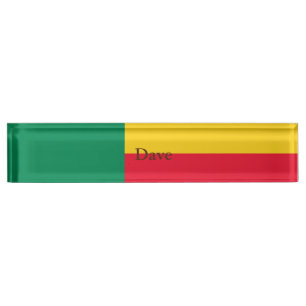 Patriotische Flagge von Benin Namensplakette
