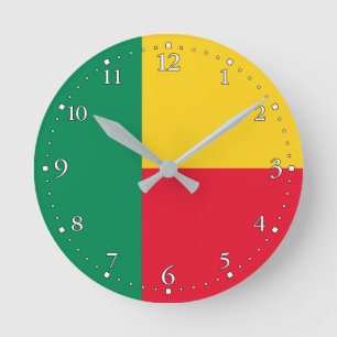 Patriotische Flagge von Benin Runde Wanduhr