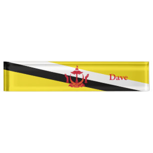 Patriotische Flagge von Brunei Namensplakette