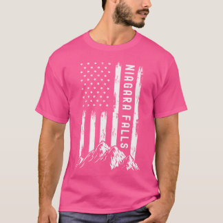 Patriotische Flagge Wandern im Freien Naturgebirge T-Shirt