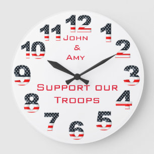 Patriotische Flagge-Zahlen Große Wanduhr