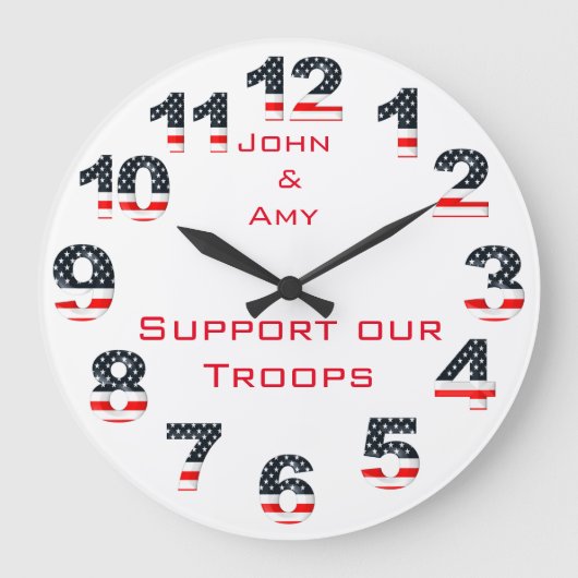Patriotische Flagge-Zahlen Große Wanduhr (Vorderseite)