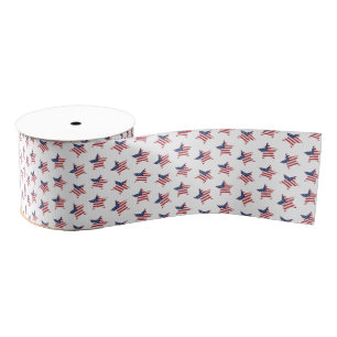 Patriotische Flaggenstars Grosgrain Ribbon Ripsband