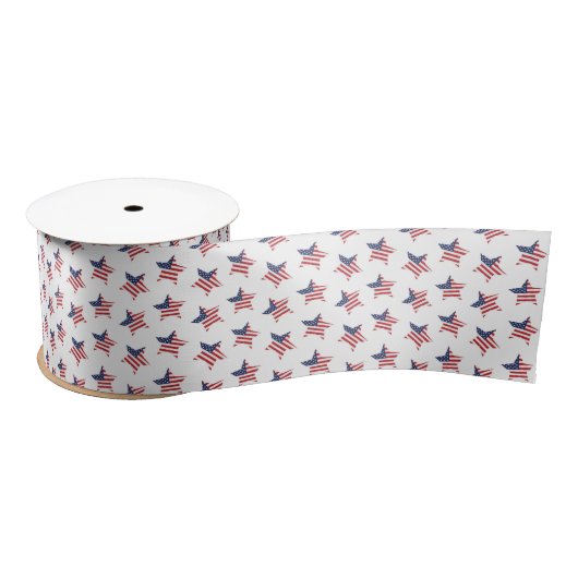 Patriotische Flaggenstars Satin Ribbon Satinband (Spule)