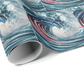 Patriotische Flaggenwelle Geschenkpapier (Rolleneckpunkt)