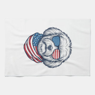 Patriotische flauschige Hundefektorillustration_1 Geschirrtuch