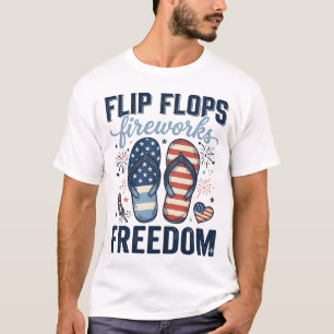 Patriotische Flip Flops Feuerwerk Freiheit Shirt D