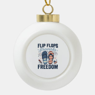 Patriotische Flip Flops Feuerwerk Freiheit Shirt D Keramik Kugel-Ornament