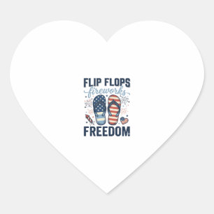Patriotische Flip Flops Feuerwerk Freiheits Shirt Herz-Aufkleber