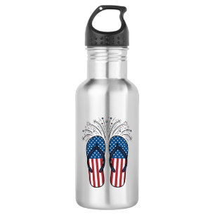 Patriotische Flip Flops Feuerwerk Sommer-Shirt Des Edelstahlflasche