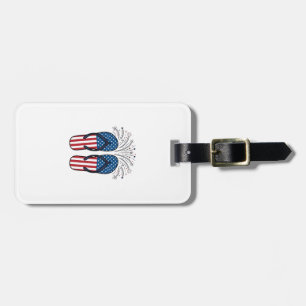 Patriotische Flip Flops Feuerwerk Sommer-Shirt Des Gepäckanhänger