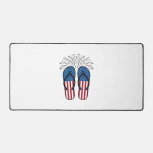 Patriotische Flip Flops Feuerwerk Sommer-Shirt Des Schreibtischunterlage