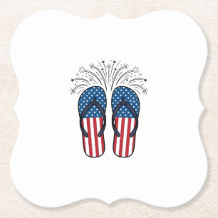 Patriotische Flip Flops Feuerwerk Sommer-Shirt Des Untersetzer