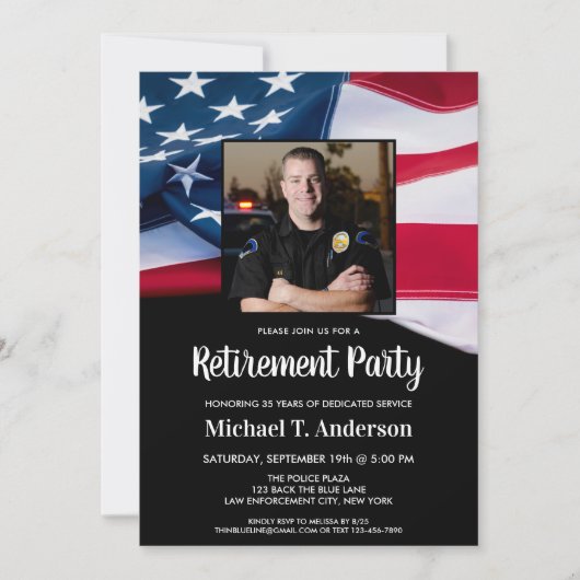 Patriotische Foto-Polizei in Amerika Einladung (Vorderseite)