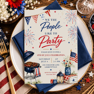 Patriotische Fourth of July Grillparty Einladung