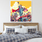 Patriotische Freiheitsparade - Vintager 4. Juli Leinwanddruck (Insitu (Schlafzimmer))